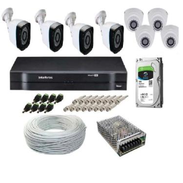 Imagem de Kit CFTV 8 Câmeras Full Hd 2mp Infra 20 metros DVR Intelbras MHDX FULL