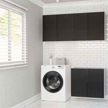 Imagem de Lavanderia Modulada 3 Peças sem Tampo sem Rodapé Ipanema Cabecasa Madeiramadeira Grafite Trama
