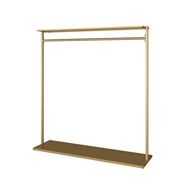 Imagem de LICONG-2020 Cabideiro simples multifuncional para chão, quarto, casa, sala de estar, loja de roupas, cabideiro, cabideiro, chão (dourado, grande)