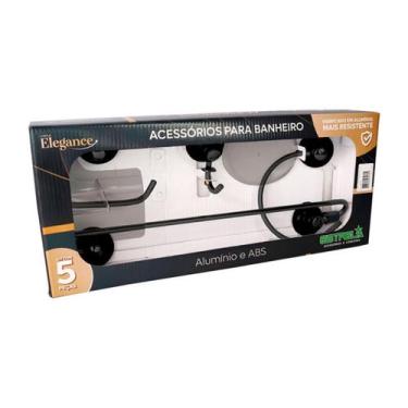 Imagem de Kit Acessórios P/Banheiro 5pçs Elegance Parede Preto Estrela