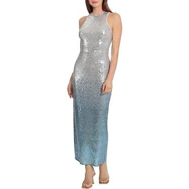 Imagem de Maggy London Vestido feminino de paetês para festas e eventos, Azul cristal/prata, 46