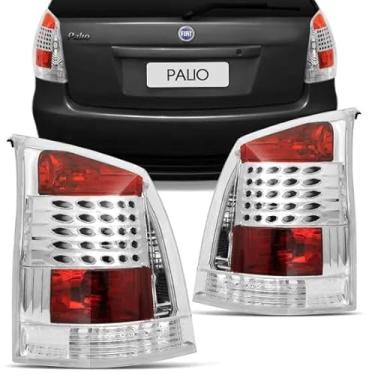 Imagem de Par Lanterna Traseira Esportiva Palio Fire G3 Economy 2004 À 2015 Cristal Efeito LED