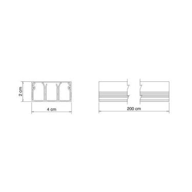 Imagem de Canaleta 40 x 20 x 2000 mm Tramontina Branca com Divisoria e Fita Dupl
