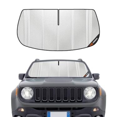 Imagem de Pigenius Para-brisa para Jeep Renegade 2015-2023 com opção de câmera de espelho retrovisor. Cobertura completa do para-sol da janela frontal