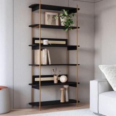 Imagem de Estante Ágatha 180 cm 6 Prateleiras Palhinha Pé Metal Oslo Artesano, N
