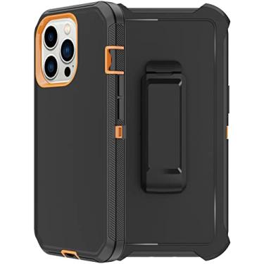 Imagem de RubCase Capa para iPhone 14 Pro com protetor de tela x2, coldre com clipe de cinto, resistente, grau militar, à prova de choque, à prova de poeira, capa protetora robusta para Apple iPhone 14 Pro