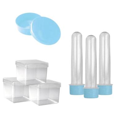 Imagem de Lembrancinha Kit Com 20 Tubetes 13cm, 20 Latinhas e 20 Caixinhas 5x5. Festa Kit Aniversario (Azul bb)
