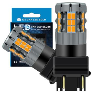 Imagem de Zyvirexa Lâmpadas LED de seta 3157 compatíveis com Ford Mustang 2004-2012 (frente) e 2004-2009 (traseira), lâmpada 3057 3457 4057, amarelo âmbar, plug and play, pacote com 2