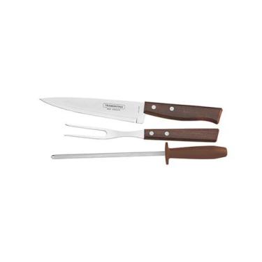 Imagem de Jogo para Churrasco em Inox 3pçs - Tramontina, Marrom