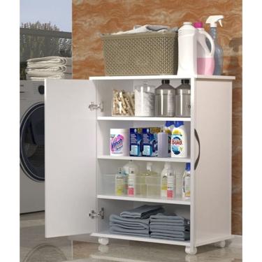 Imagem de Gabinete Armário Multiuso 2 Portas c/ Divisórias Para Lavanderia