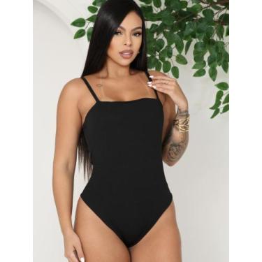 Imagem de Body Feminino Decote Reto Alcinha Tecido Anarruga Basico Verão Maiô Li