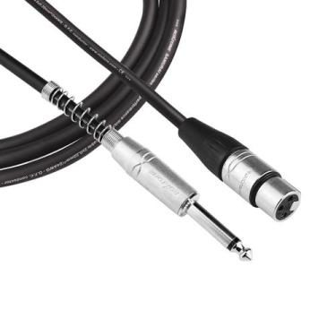 Imagem de Cabo Para Microfone Xlr Fêmea / P10 Macho Mono 3 Metros Blindado Preto