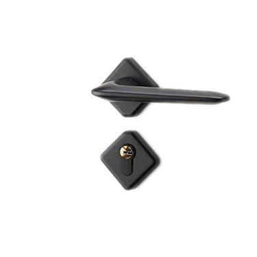 Imagem de Puxador de porta para uso interno, maçanetas de porta de liga de zinco com chave mudo e fechadura dividida maçaneta para porta de entrada de banheiro de quarto interno/conjunto preto (modelos pretos)