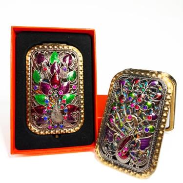 Imagem de Astratool 2 peças espelho compacto vintage espelho de bolso espelho de bolso, espelho de bolso regular e 2x ampliação vintage espelho dourado espelho de mão vintage estilo C padrão