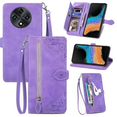 Imagem de DAMONDY Capa carteira com zíper UMIDIGI G100, fecho magnético premium, função de suporte, fólio, couro PU, capa interna de TPU macio para UMIDIGI G100 - roxo