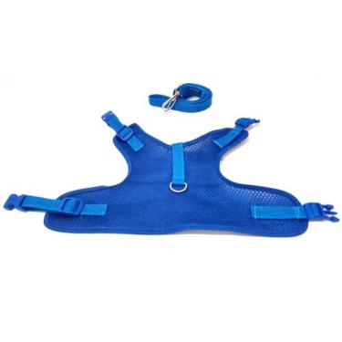 Imagem de Colete peitoral para cachorro aerado azul tamanho GG - Nica pet