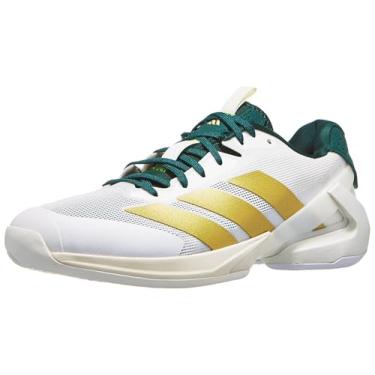Imagem de adidas Tênis masculino Adizero Ubersonic 5, Branco/dourado metálico/verde universitário, 39