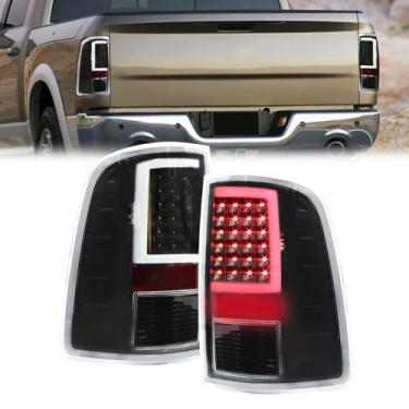 Imagem de Revworth Lanterna traseira de LED adequada para Dodge Ram 1500, 2010-2018 Ram 2500/3500 2018 2009-2018, par de lâmpadas traseiras de tubo preto (motorista + passageiro) lateral