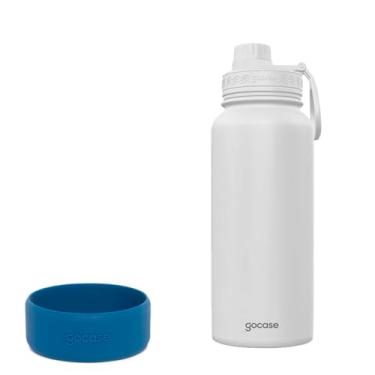 Imagem de Gocase Kit de Garrafa Térmica Para Água Fresh 950ml + Base de Silicone (Branco & Azul)