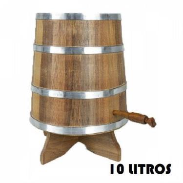 Imagem de Dorna de Madeira Carvalho Natural - Aro Inox - 10 Litros