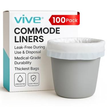 Imagem de Vive Forros de cômoda para vaso sanitário de cabeceira, balde de cadeira (embalagem com 100) - Suprimentos para cuidadores para vaso sanitário portátil - suprimentos médicos descartáveis para adultos