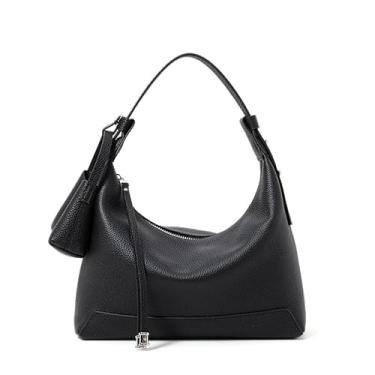 Imagem de Conjunto de duas peças de bolsa e carteira feminina de couro com padrão de lichia, bolsa de ombro em forma de bolinho