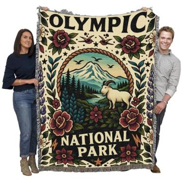 Imagem de Pure Country Weavers Cobertor estilo tatuagem Parque Nacional Olímpico - Tapeçaria de algodão para presente - Feito nos EUA - 183 cm x 137 cm