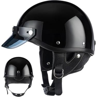 Imagem de Capacete De Rosto Aberto Para Moto Retro Capacete De Meia Motocicleta Para Homens E Mulheres Certificado Ece Unissex Para Scooter De Bicicleta, C, XL=60-61CM