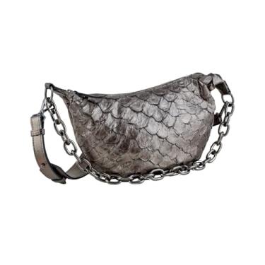 Imagem de Bolsa Mila em Couro Legítimo de Pirarucu Sustentável, Tamanho Único - Marca Sool (Carbono)