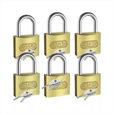 Imagem de 6 Unid. Cadeado Stam 40mm Mesmo Segredo 12 Chaves