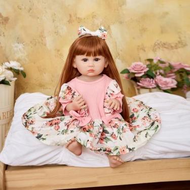 Imagem de Boneca Bebê Reborn Silicone Realista 48cm Original Kit Acessórios Conj