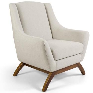 Imagem de Poltrona Decorativa Fixa Base de Madeira Juliet Algodão C-370 - Lyam D