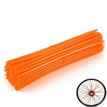 Imagem de Capas de raio de bicicleta universais – 72 peças de raio de roda de motocicleta com acabamento de cachimbo protetor de decoração para bicicletas, bicicleta de sujeira – Laranja