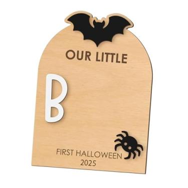 Imagem de Ｂｅｓｇａ Placa de de Halloween Faça Você Mesmo, Cartão de Marco de Madeira, Lembrança de Berçário, Placa de Pequeno Boo para Recém-nascidos, Arte E Arte, Bastão, Tamanho real