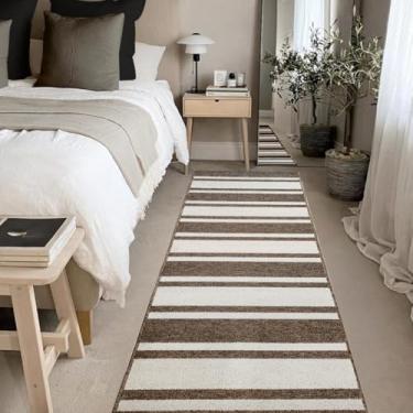 Imagem de 2 Tapete Quarto Beira Cama Antiderrapante 66x200 Oa Dt Rg Vr (RG BEGE CORREDOR Marfim Marrom - Listras Listrado)