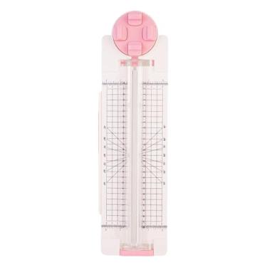 Imagem de Fenteer Cortador de papel 4 em 1, aparador, onda reta, pontilhado, vinco, régua de cálculo, ferramenta de scrapbooking para sala de aula, cupons, scrapbook, Rosa