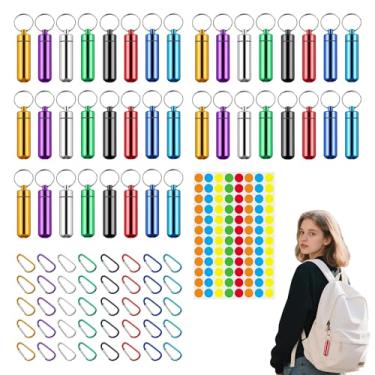 Imagem de Caixa de comprimidos de metal de alumínio, pequena caixa de comprimidos portátil com chaveiro à prova d'água, organizador de pílulas, mini caixa de metal, recipiente de armazenamento de drogas para