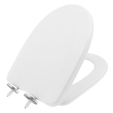 Imagem de KHZSPP Assento sanitário redondo de fechamento suave, assento de vaso sanitário alongado branco com dobradiça de fechamento macio, fácil de instalar e limpar para vasos sanitários alongados ou ovais