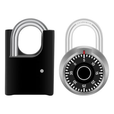 Imagem de Cadeado de combinação de 2 peças, com senha oculta, cadeado grande multiuso impermeável para galpão, cerca, quintal, portão de garagem