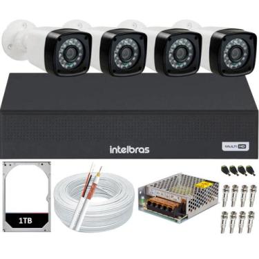 Imagem de Kit DVR Intelbras 8 canais H.265 HD 1TB 5 câmeras Full HD 20m