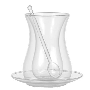 Imagem de Conjunto Copo Silhueta Vidro Duplo, Colher E Pires Ah Natu