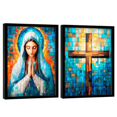 Imagem de Quadro Decorativo Duo Maria e Cruz em Grid Art