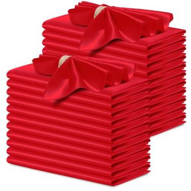 Imagem de Guardanapos de pano P Pothuiny 24 peças de cetim vermelho 43x43 cm