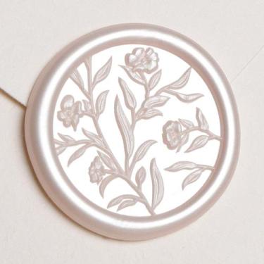 Imagem de Adesivos UNIQOOO Wax Seal, 50 unidades de champanhe floral 3D, 3 cm