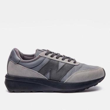Imagem de Tênis New Balance 370v1 Unissex, Preto, Grafite, 43