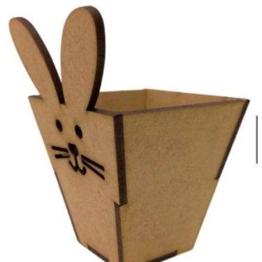 Imagem de Mini Cestinhas Cachepo Coelhinho de MDF para Páscoa - Decoração e Lemb