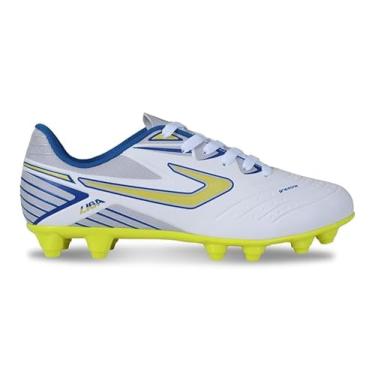 Imagem de Chuteira Topper Liga Campo Branco/Azul/Amarelo Neon,40