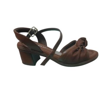 Imagem de Piccadilly Sandália Feminina Conhaque, Couro Sintético, Tiras Cruzadas, Fivela Ajustável (BR, Adulto, Numérico, 38)