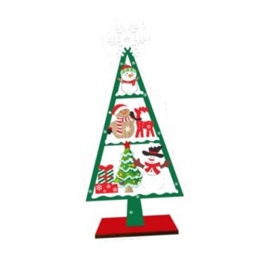 Imagem de Fancyes Enfeite de mesa para árvore de Natal, placa, decoração de madeira para festa de Natal, placa de árvore de Natal para escritório, ambiente interno, Style B