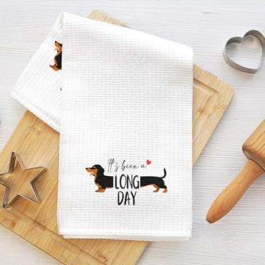 Imagem de Toalhas de cozinha engraçadas de dachshund, pano de prato de microfibra absorvente decorativo para cães, toalha de chá, toalhas de mão de trama de waffle para casa de banho, cozinha, presentes para